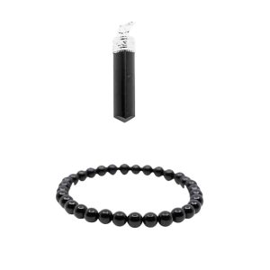 Black Tourmaline Bracelet and Pendant Set (Beads) - Bundle