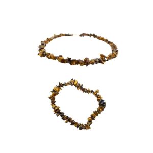 Tiger's Eye Chip Bracelet and Necklace Set - Bundle