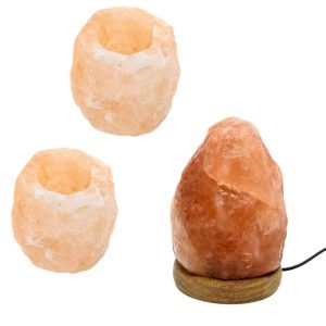 USB Salt Lamp and Tealight Holder Set - Bundle