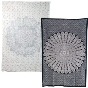 Black-White Authentic Wall Tapestry Set (Mandala) - Bundle