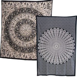 Authentic Mandala Tapestry Set (Black-White) - Bundle