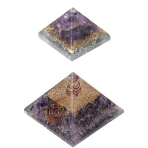 Amethyst Orgonite Pyramid Set (Large and Small) - Bundle