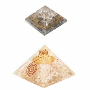 Rock Crystal Orgonite Pyramid Set (Large and Small) - Bundle