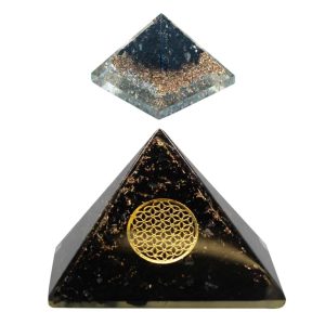 Black Tourmaline Orgonite Pyramid Set (Large and Small) - Bundle