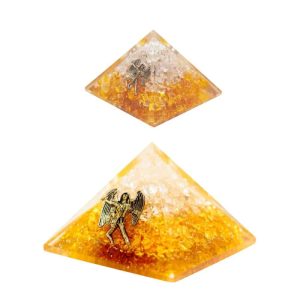 Citrine Orgonite Pyramid with Angel (Large and Medium) - Bundle