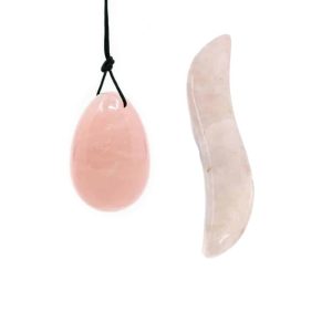 Rose Quartz Yoni Egg & Wand (S-Shape) Set - Bundle