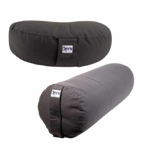 Yoga Bolster with Half Moon Meditation Cushion Anthracite