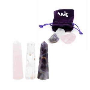 Raw Golden Triangle Gemstone Obelisk Set - Bundle