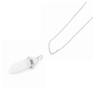 Double-terminated Clear Quartz Pendant with Silver Chain – Bundle