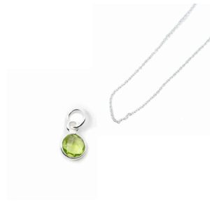 Birthstone Pendant August Peridot (6 mm) with Silver Chain – Bundle