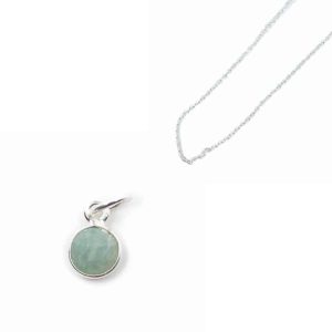 Birthstone Pendant March Aquamarine with Silver Chain – Bundle