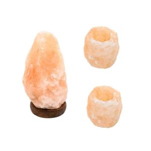 Set: Himalayan Salt Lamp (1-2 kg) + 2 x Tealight Holder (400-700 grams)