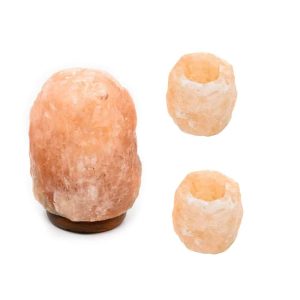 Himalayan Salt Lamp (2-3kg) and Tealight Holders - Bundle