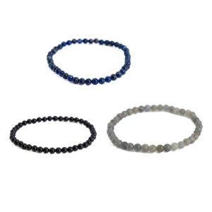 Gemstone Bracelet Set for Protection (4 mm) - Bundle